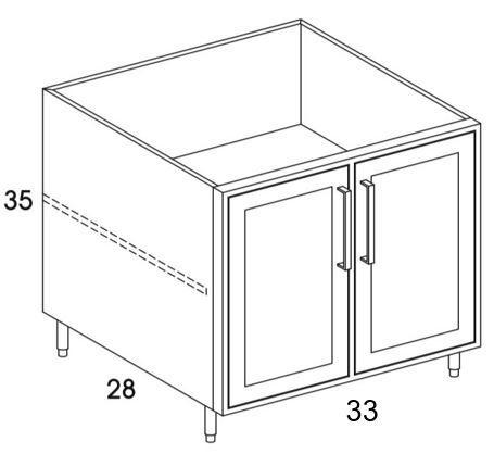 B33FH - Shaker White - Outdoor Base Cabinet - Butt Doors - Special Order