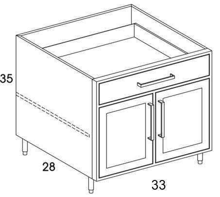 B33 - Shaker Black - Outdoor Base Cabinet - Butt Doors/Single Drawer - Special Order