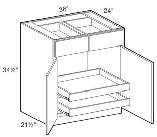 B36-2T - Napa Blended Cream - Base 36" - Double Door/Double Drawer - 2 Rollout Trays