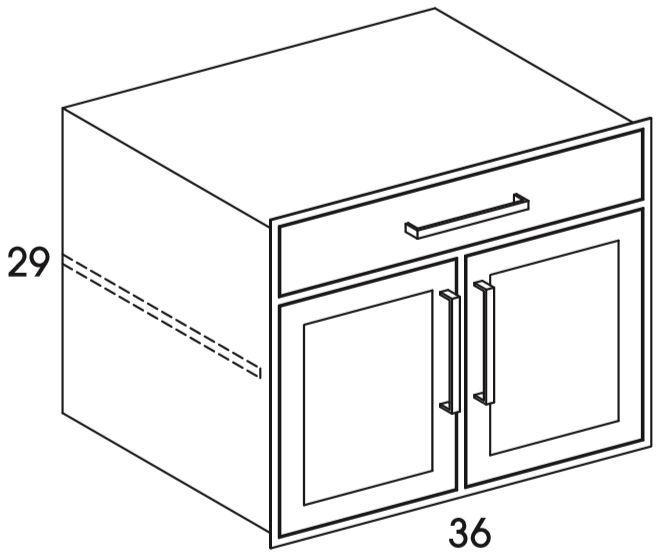 B36HI - Shaker White - Outdoor Base Cabinet Hardscape Insert - Butt Doors - Special Order