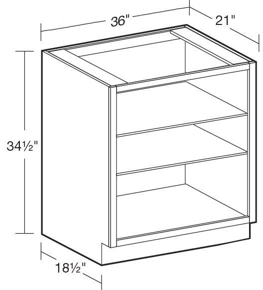 B36ND - Glasgow Polar White - Base No Door 36" - Interior Finished To Match Frame