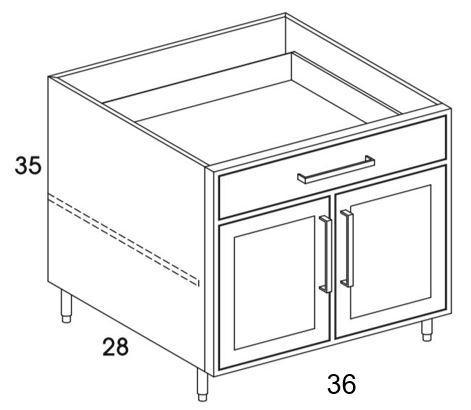 B36 - Shaker Black - Outdoor Base Cabinet - Butt Doors/Single Drawer - Special Order