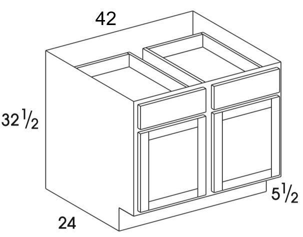 B42UD - Berwyn Opal - UD Base Cabinet - Two Doors/Drawers - Special Order