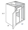 BBC42-45U - RTA Concord Polar White - Blind Base Cabinet - Single Door/Drawer - 42-45W x 34.5"H x 24"D