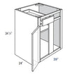 BBC42-45U - Premium Smoke Gray Shaker - Blind Base Cabinet - Single Door/Drawer - 42-45W x 34.5"H x 24"D