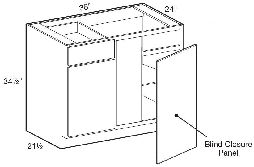 BBCU42R - Manhattan High Gloss White - Base Blind Corner W/Drawer 42" - Single Door/Single Drawer - Right Side Blind