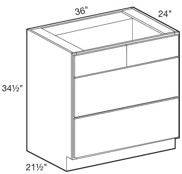 BCT36 - Glasgow Polar White - Base Cook Top 36" - Double Drawer/ Double False Front