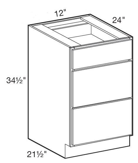 BD12 - Fulton Mocha - Base Drawer 12" - Triple Drawer