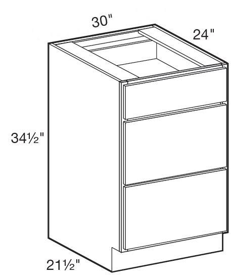 BD30 - Nassau Mythic Blue - Base Drawer 30" - Triple Drawer