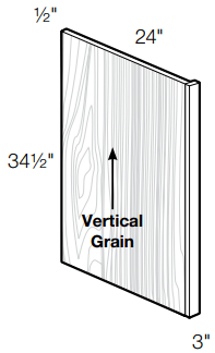 BP3 - Tiverton Pebble Gray - Base End Panel - 24"D x 34.5"H w/ 3"H Filler