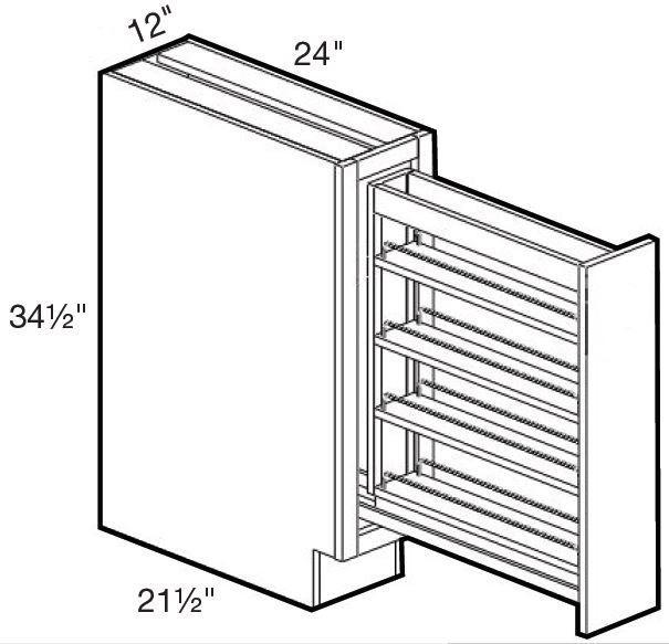 BPPO12 - Glasgow Deep Onyx - 12" Base Pantry Pullout - Single Door