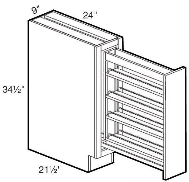 BPPO9 - Manhattan High Gloss Metallic - 9" Base Pantry Pullout - Single Door