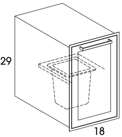 BWB18HI - Shaker White - Outdoor Base Cabinet Hardscape Insert - Single Pull-out Door - Special Order