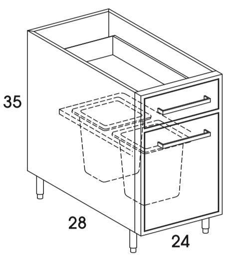 BWB24 - Shaker White - Outdoor Base Cabinet - Single Drawer/Single Pull-out Door - Special Order