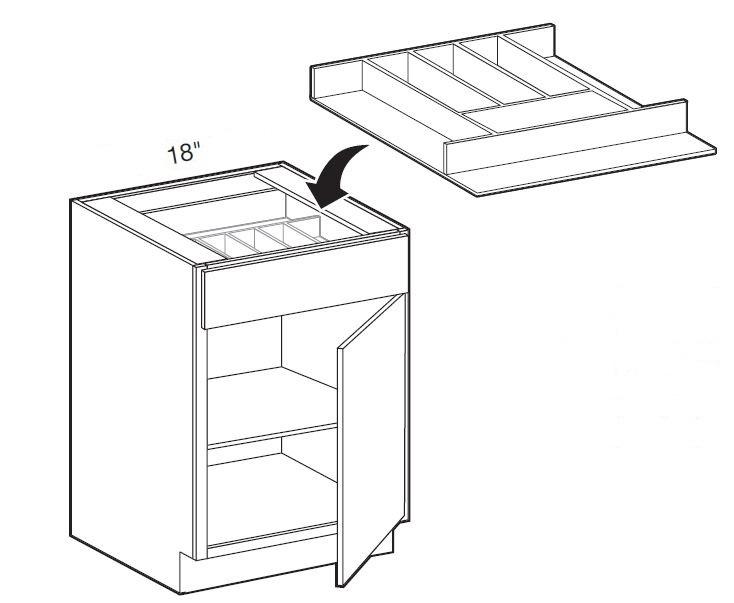 CDT18 - Manhattan High Gloss White - 18" Cutlery Divider Tray