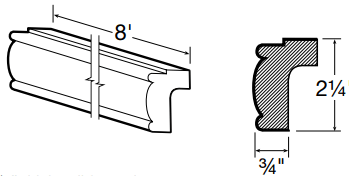 CLR8 - Waterford Vivid White - Classic Light Rail Molding - 8' x 2 1/4" x 3/4"