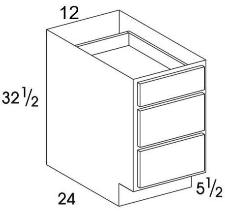 DB12UD - York White - UD 3 Drawer Base Cabinet - Special Order