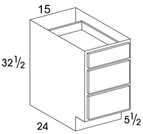 DB15UD - York White - UD 3 Drawer Base Cabinet - Special Order