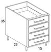 DB15 - Shaker Ash - Outdoor Base Cabinet - 4 Drawers - Special Order