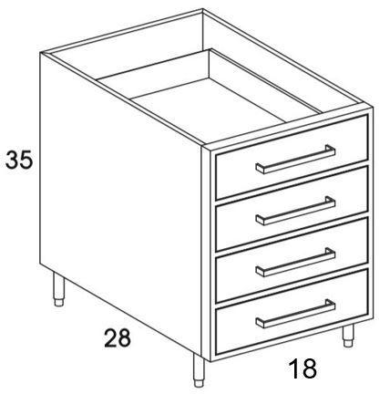 DB21 - Flat Black - Outdoor Base Cabinet - 4 Drawers - Special Order