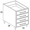 DB21 - Shaker White - Outdoor Base Cabinet - 4 Drawers - Special Order