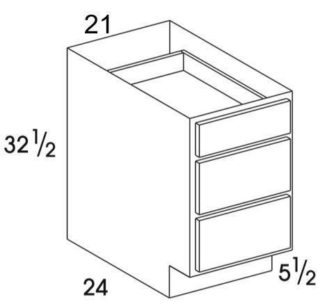 DB21UD - York White - UD 3 Drawer Base Cabinet - Special Order
