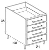 DB21 - Shaker Ash - Outdoor Base Cabinet - 4 Drawers - Special Order