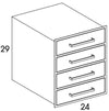 DB27 - Flat Black - Outdoor Base Cabinet - 4 Drawers - Special Order