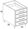 DB24 - Shaker Ash - Outdoor Base Cabinet - 4 Drawers - Special Order