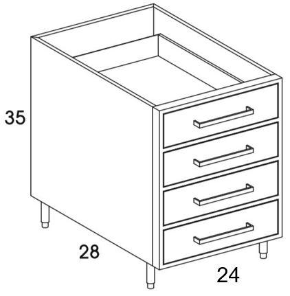 DB24 - Shaker Ash - Outdoor Base Cabinet - 4 Drawers - Special Order