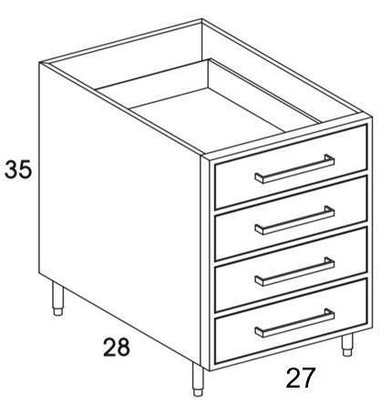 DB27 - Shaker White - Outdoor Base Cabinet - 4 Drawers - Special Order