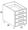 DB27 - Shaker Ash - Outdoor Base Cabinet - 4 Drawers - Special Order