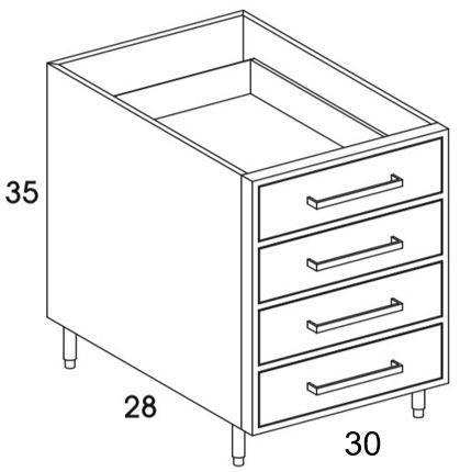 DB33 - Flat White - Outdoor Base Cabinet - 4 Drawers - Special Order