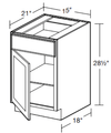 DDO15L - Nantucket Polar White - Desk Cabinet - 15" W x 21" D x 28 1/2" H - Single Door/Single Drawer - Hinges on Left