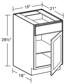 DDO15R - Nantucket Polar White - Desk Cabinet - 15" W x 21" D x 28 1/2" H - Single Door/Single Drawer - Hinges on Right