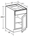 DDO15R - Glasgow Polar White - Desk Cabinet - 15" W x 21" D x 28 1/2" H - Single Door/Single Drawer - Hinges on Right
