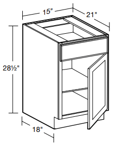 DDO15R - Glasgow Pebble Gray - Desk Cabinet - 15" W x 21" D x 28 1/2" H - Single Door/Single Drawer - Hinges on Right