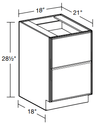 DDR18 - Nantucket Polar White - Desk Drawer Cabinet - 18" W x 21" D x 28 1/2" H - Two Drawers