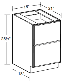 DDR18 - Nantucket Polar White - Desk Drawer Cabinet - 18" W x 21" D x 28 1/2" H - Two Drawers