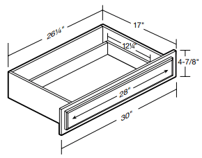 DKD30 - Glasgow Polar White - Desk Knee Drawer - 30" W x 17" D x 4 7/8" H