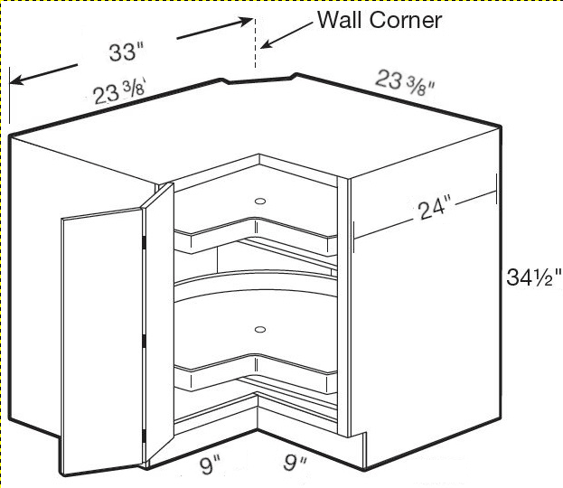 EZR33SSL - Hawthorne Cinnamon - Easy Reach 33" Super Susan - Bi-Fold Door - Hinges On Left