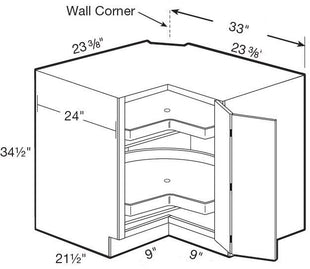 EZR33SSR - Hawthorne Cinnamon - Easy Reach 33" Super Susan - Bi-Fold Door - Hinges On Right