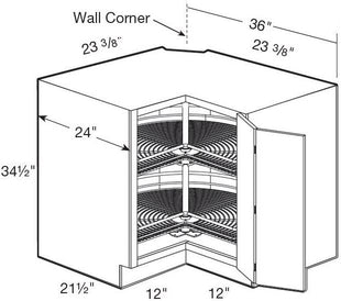 EZR36R-2WLS - Hawthorne Cinnamon - Easy Reach 36" 2 Wire Lazy Susans - Bi-Fold Door