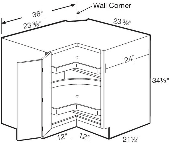 EZR36SSL - Norwood Deep Onyx - Easy Reach 36" Super Susan - Bi-Fold Door - Hinges On Left