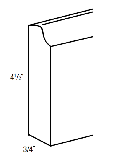 FB8 - Concord Polar White - Furniture Base Molding - 3/4" thick 4-1/2" tall 96" long