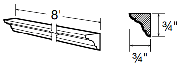 ICM8 - Glasgow Pebble Gray - Inside Crn Mold - 8' x 3/4" x 3/4"
