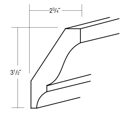 CMC8 - RTA Concord Polar White - Classic Crown Molding - 3-1/2" tall 96" long