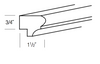 LRB8 - Concord Pebble Gray - Nosed Light Rail Molding - 3/4" thick 1-1/4" wide 96" long