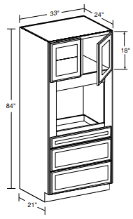 OC332484PFGU - Glasgow Polar White - Universal Oven Cabinet 33"x84" - Double Door Prepped For Glass