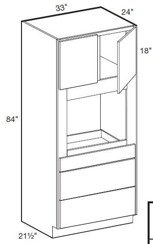 OC332484U - Manhattan High Gloss Metallic - Universal Oven Cabinet 33" x 84" - Double Doors